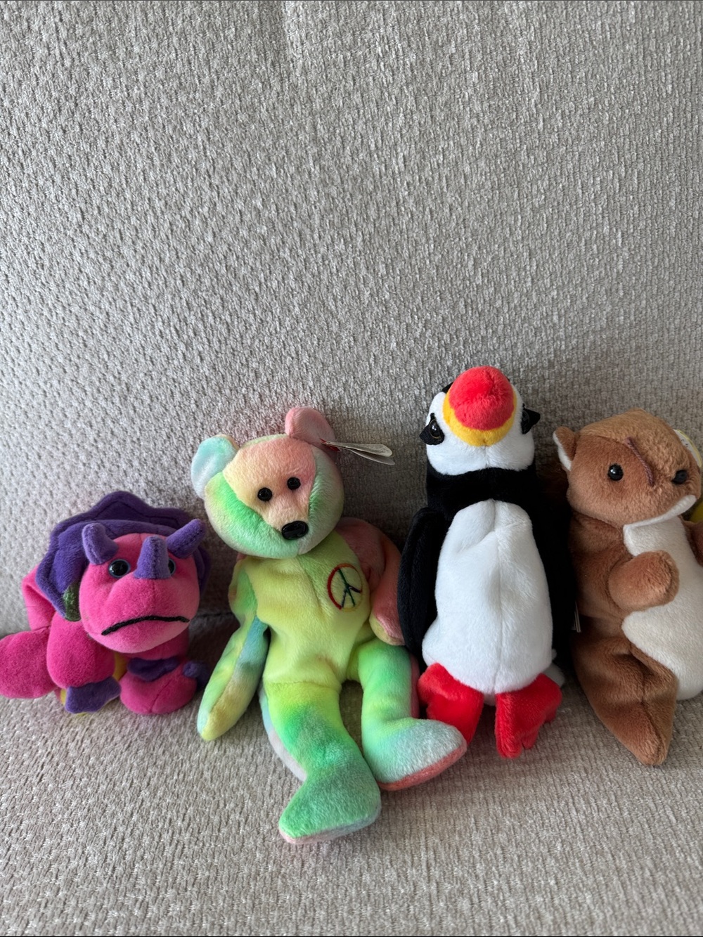 8 Beanie Babies Tie-Dye Green Multicolor Peace Bear Plush Toy for Small Pets